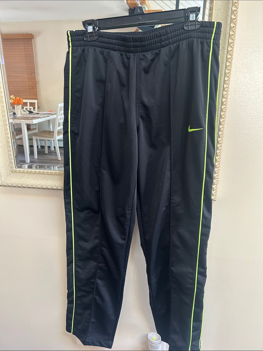 Nike Men’s Black Joggers with Neon Green Piping